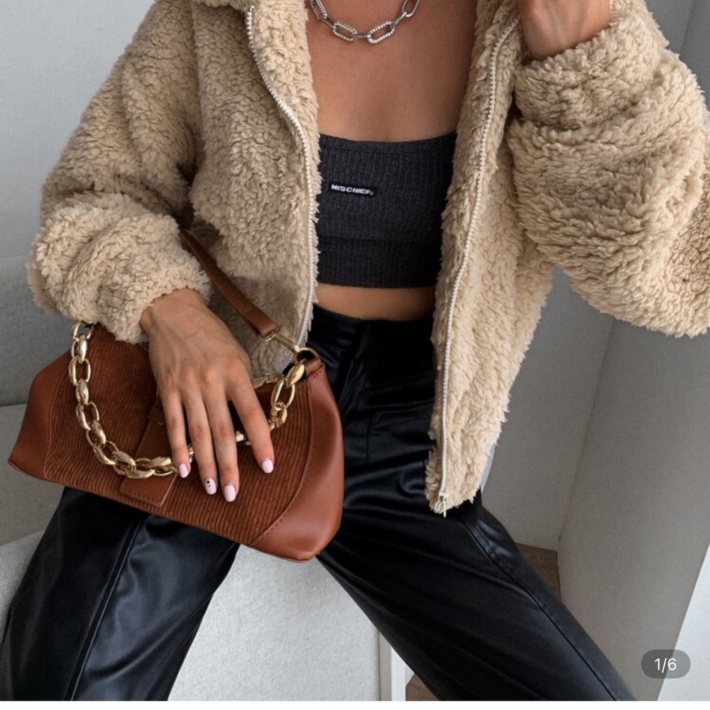 Women's Tan Sherpa Jacket